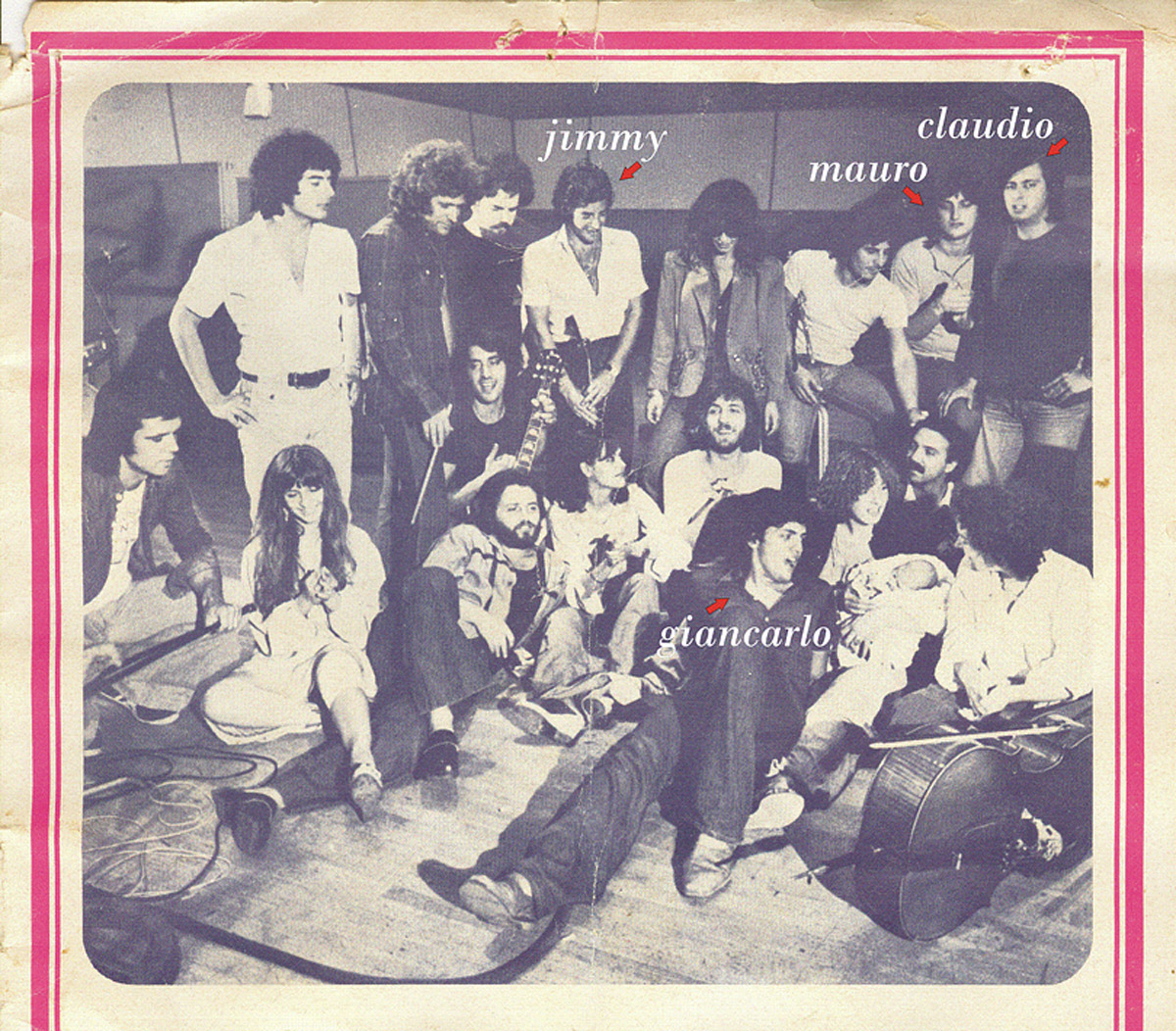 Anni 70 - Jimmy con Mauro, Claudio e Giancarlo Balestra negli studi RCA con i Pandemonium