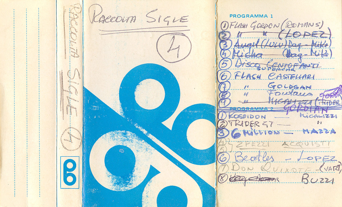 La custodia di una delle cassette in cui Olimpio raccoglieva i provini delle sigle